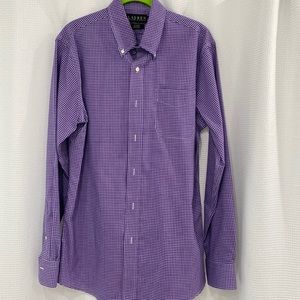 Ralph Lauren Mens Long  Sleeve Dress Shirt Size Large. Button Collar Stays.